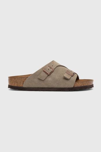 Semišové pantofle Birkenstock dámské, šedá barva