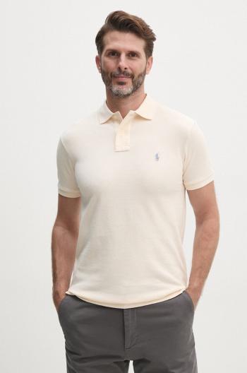 Bavlněné polo tričko Polo Ralph Lauren béžová barva, 710536856