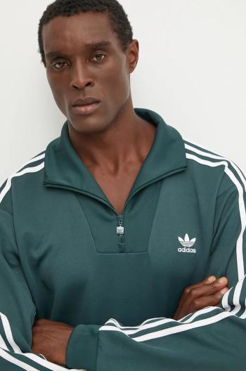 Mikina adidas Originals Funnelneck Tracktop pánská, zelená barva, s aplikací, IZ2502