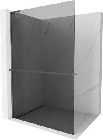 MEXEN/S - Kioto+ L Sprchová zástena WALK-IN s poličkou a držiakom uterákov 120 x 200, grafit, grafit kartáčovaná 800-120-123-66-40