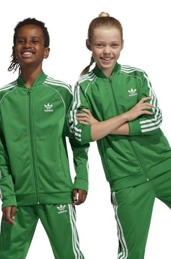 Dětská mikina adidas Originals zelená barva, s aplikací