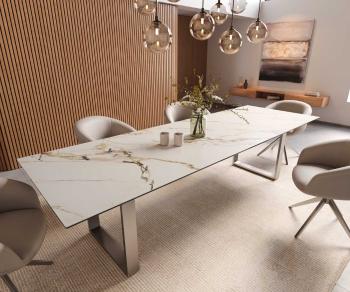 Jídelní stůl Edge 300x100 keramika Calacatta Luxe bílo-zlato
