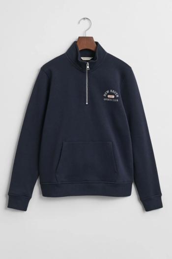 MIKINA GANT GRAPHIC HALF ZIP SWEATSHIRT EVENING BLUE
