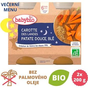 BABYBIO, Mrkva, sladké zemiaky a pšenica, 2× 200 g (3288131510590)