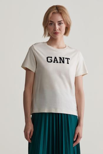 TRIČKO GANT REG VELOUR APPLIQUE T-SHIRT CREAM