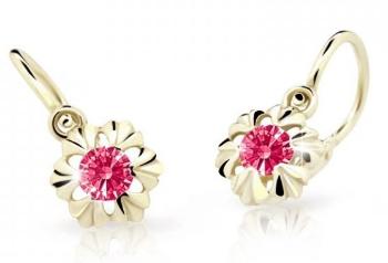 Cutie Jewellery Zlaté dětské náušnice C2213-10-X-1 fuchsiová