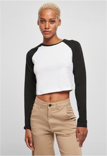 Urban Classics Ladies Organic Cropped Retro Baseball Longsleeve white/black - L