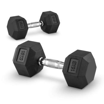 Capital Sports Hexbell 15 Dumbbell, pár jednoručných činiek, 15 kg