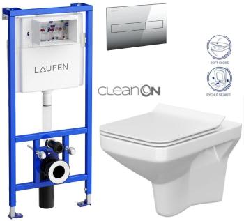 LAUFEN Rámový podomítkový modul CW1 SET s chromovým tlačítkem + WC CERSANIT CLEANON COMO + SEDÁTKO H8946600000001CR CO1