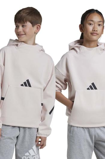 Mikina adidas J Z.N.E. HD růžová barva, s kapucí, s potiskem, JF2818