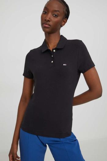 Polo tričko Tommy Jeans černá barva, DW0DW17220