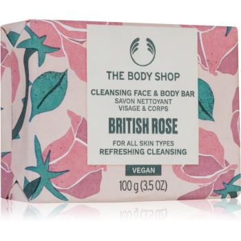 The Body Shop British Rose Cleansing Bar tuhé mýdlo na tělo a obličej 100 g