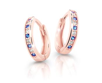 Cutie Jewellery Půvabné kruhové náušnice z růžového zlata C3342-80-X-4 modrá