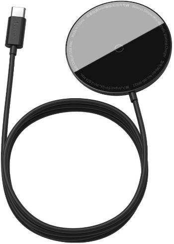 Vezeték nélküli töltő Baseus Mini Magnetic Wireless Charger USB-C cable 1,5m 15W Black