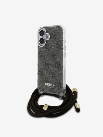 Guess IML 4G Printed Crossbody Popruh Zadní Kryt pro iPhone 16 Brown Telefontok Lila