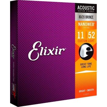 Elixir Acoustic 80/20 Bronze Nanoweb tvrdost 011/052