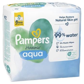 Pampers Harmonie Aqua vlhčené ubrousky, 288 ubrousků (6 x 48 ks)