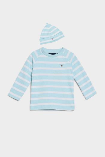 DĚTSKÝ SET GANT STRIPED TOP AND BEANIE TURQUOISE LAGOON