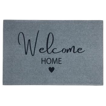 Šedá podlahová rohožka se srdíčkem Welcome Home - 75*50*1cm RARMWHG