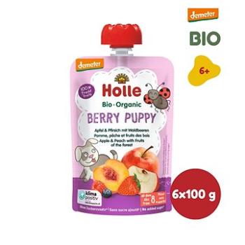 HOLLE Berry Puppy  BIO jablko broskev a lesní plody 6× 100 g (7640161877269)