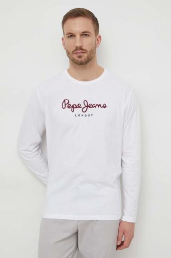 Bavlněné tričko s dlouhým rukávem Pepe Jeans Eggo Long N bílá barva, s potiskem, PM508209.800