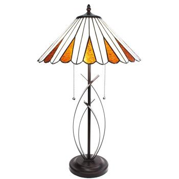 Béžovo-hnědá stolní lampa Tiffany Owa - Ø 41*69 cm E27/max 2*60W 5LL-6280