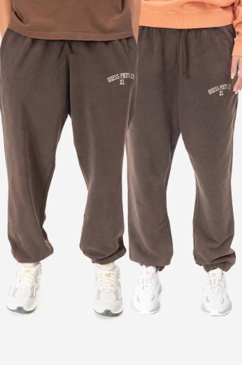 Bavlněné tepláky Guess Gusa Washed Terry Sweatpant hnědá barva, M2BQ10KBB40 G1CG