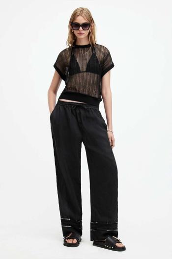 Plátěné kalhoty AllSaints JADE LINEN TROUSER černá barva, jednoduché, high waist, W028TA