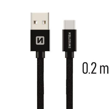 Adatkábel Swissten USB-C 0,2m, fekete