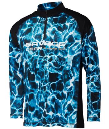 Savage gear tričko marine uv long sleeve tee sea blue - xxl