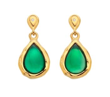 Hot Diamonds Pozlacené visací náušnice s diamanty a acháty Gemstones DE817