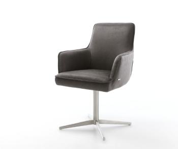Jídelní židle Heira-Flex s područkami mikrovlákno antracitová vintage