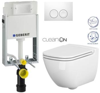 GEBERIT KOMBIFIX Basic tlačítko DELTA 21 Bílé WC CERSANIT + SEDÁTKO 110.100.00.1 21BI CP1