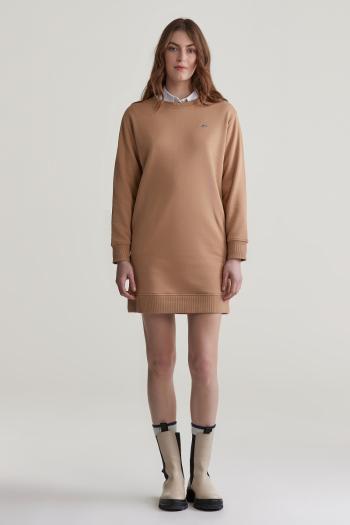 ŠATY GANT REL SHIELD C-NECK SWEAT DRESS CARAMEL BEIGE