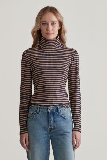 ROLÁK GANT SLIM STRIPED RIB TURTLENECK CARAMEL BEIGE