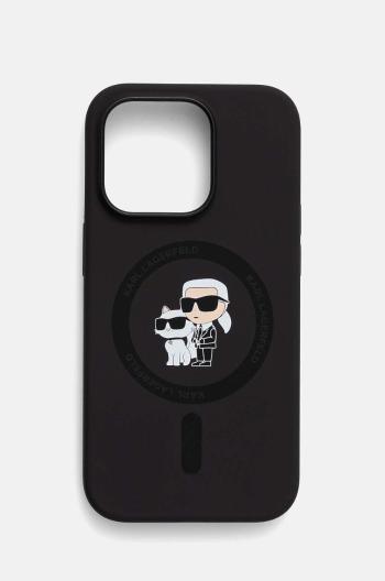 Obal na telefon Karl Lagerfeld iPhone 14 Pro 6.1 černá barva, KLHMP14LSCMKCRHK