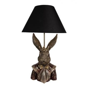 Zlatá stolní lampa Králík s černým stínidlem - Ø 37*61 cm 5LMC0033