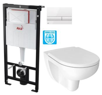 ALCADRAIN Sádromodul předstěnový instalační systém s bílým tlačítkem M1710 + WC JIKA LYRA PLUS RIMLESS + SEDÁTKO DURAPLAST AM101/1120 M1710 LY1