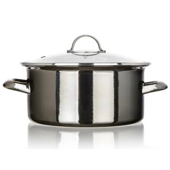 Banchet Oală emailată METALLIC Black 22 cm, 3,7 5l, cu capac, 22 cm