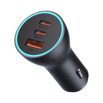 BASEUS CGJP010013 65W Nabíjačka do auta 1x USB + 2x USB Type-C čierna