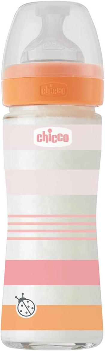 CHICCO Láhev kojenecká sklo Well-being silikon 240 ml děvče