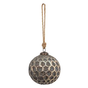 Měděná antik skleněná ozdoba Hexagon Copper L - Ø 12*12 cm 6GL3691