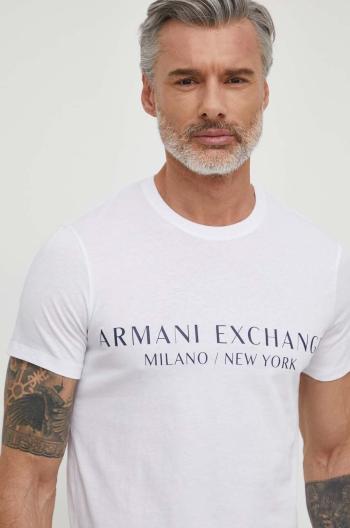 Tričko Armani Exchange pánské, bílá barva, s potiskem, 8NZT72 Z8H4Z NOS