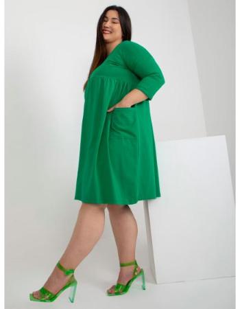 Dámské šaty z bavlny rozšířené plus size AUDREE zelené  