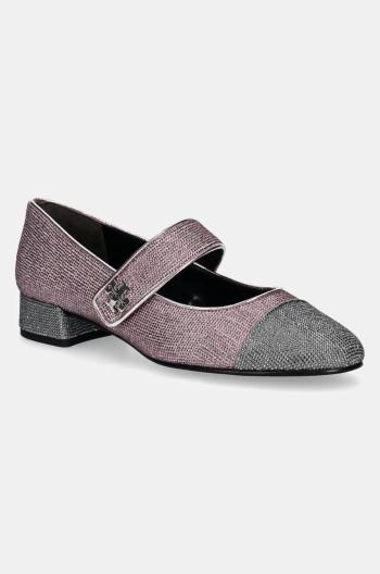 Semišové lodičky Tory Burch Cap-Toe Mary Jane Pave Heel Ballet růžová barva, na podpatku, 162495-500