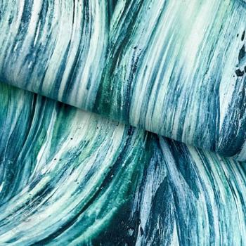 Úplet VISCOSE LYCRA HEAVY Crisscrossing waves mint digital print