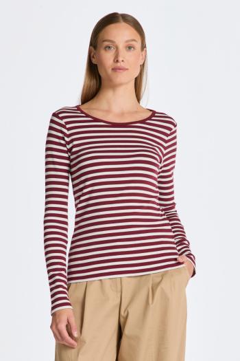 TRIČKO GANT SLIM STRIPED 1X1 RIBBED LS T-SHIRT PLUMPED RED