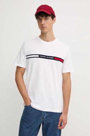 Bavlněné tričko Tommy Hilfiger bílá barva, s aplikací, MW0MW36498