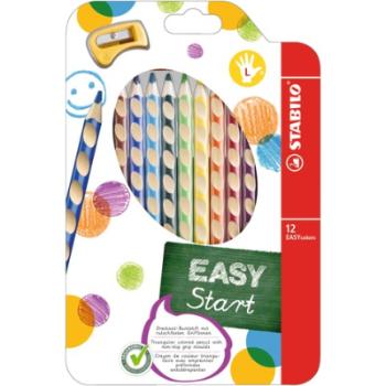 Ergonomické pastelky pro leváky - STABILO EASYcolors - 12 ks sada s ořezávátkem - 12 různých barev