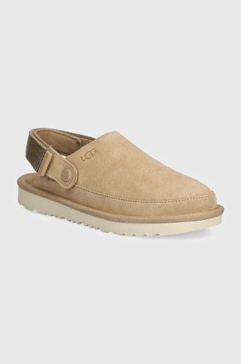 Dětské semišové papuče UGG GOLDENSTAR CLOG černá barva